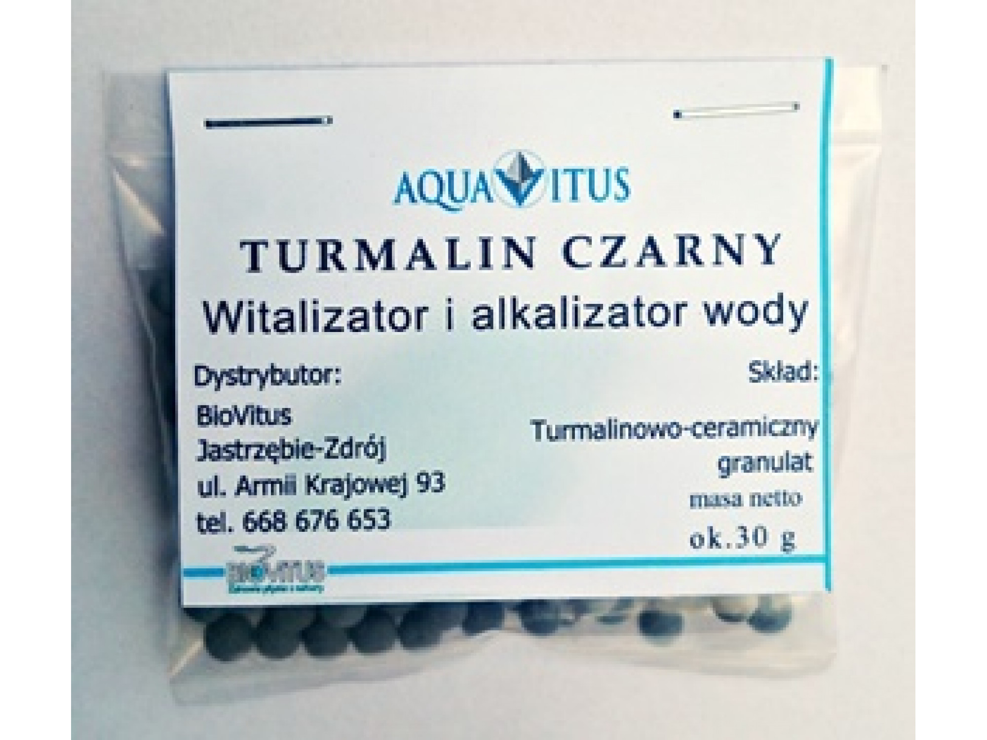 Turmalin Czarny 30g (Wielofunkcyjny, alkalizujący granulat turmalinowo-ceramiczny)